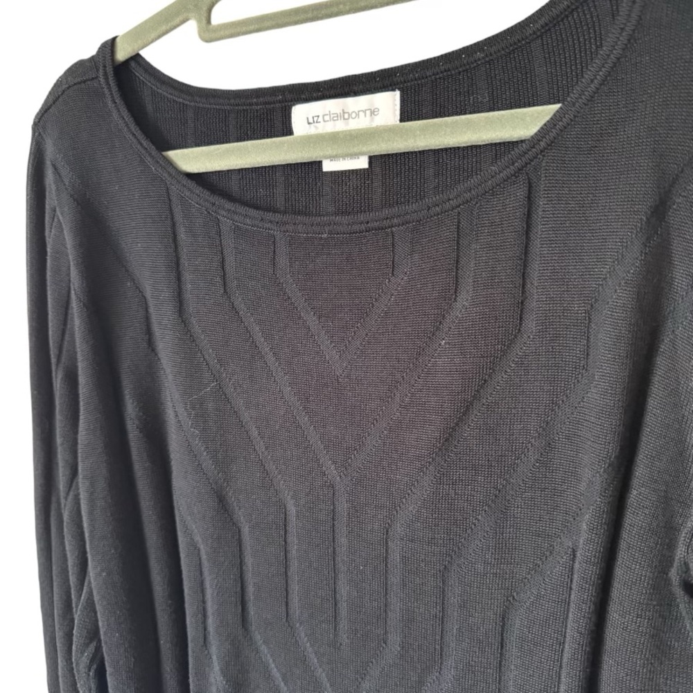 LIZ CLAIBORNE   Cotton Blend Black Sweater  LARGE    #Z - Picture 2 of 7